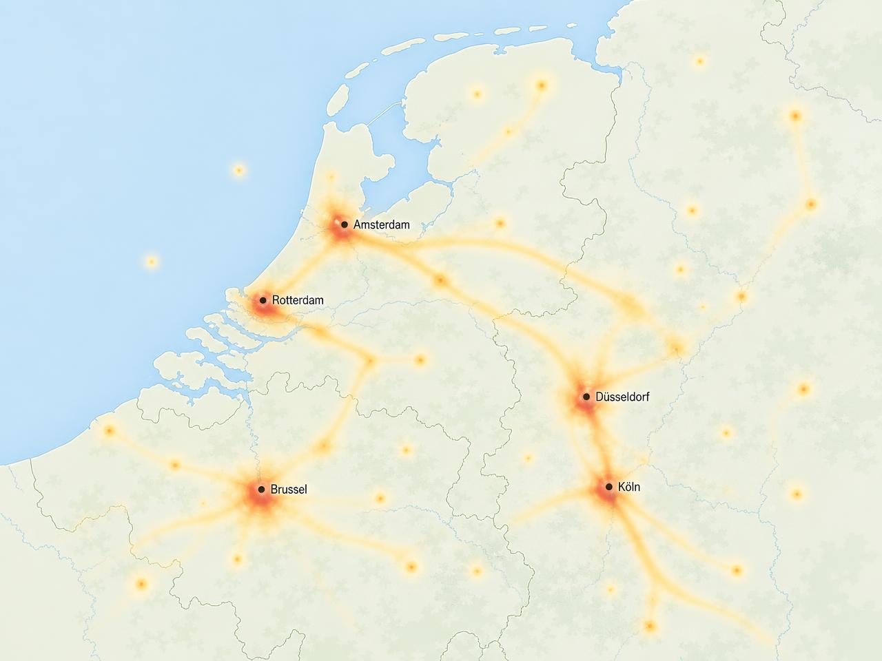 Kaartillustratie met samengevoegde signalen van vliegtuigoverlast
